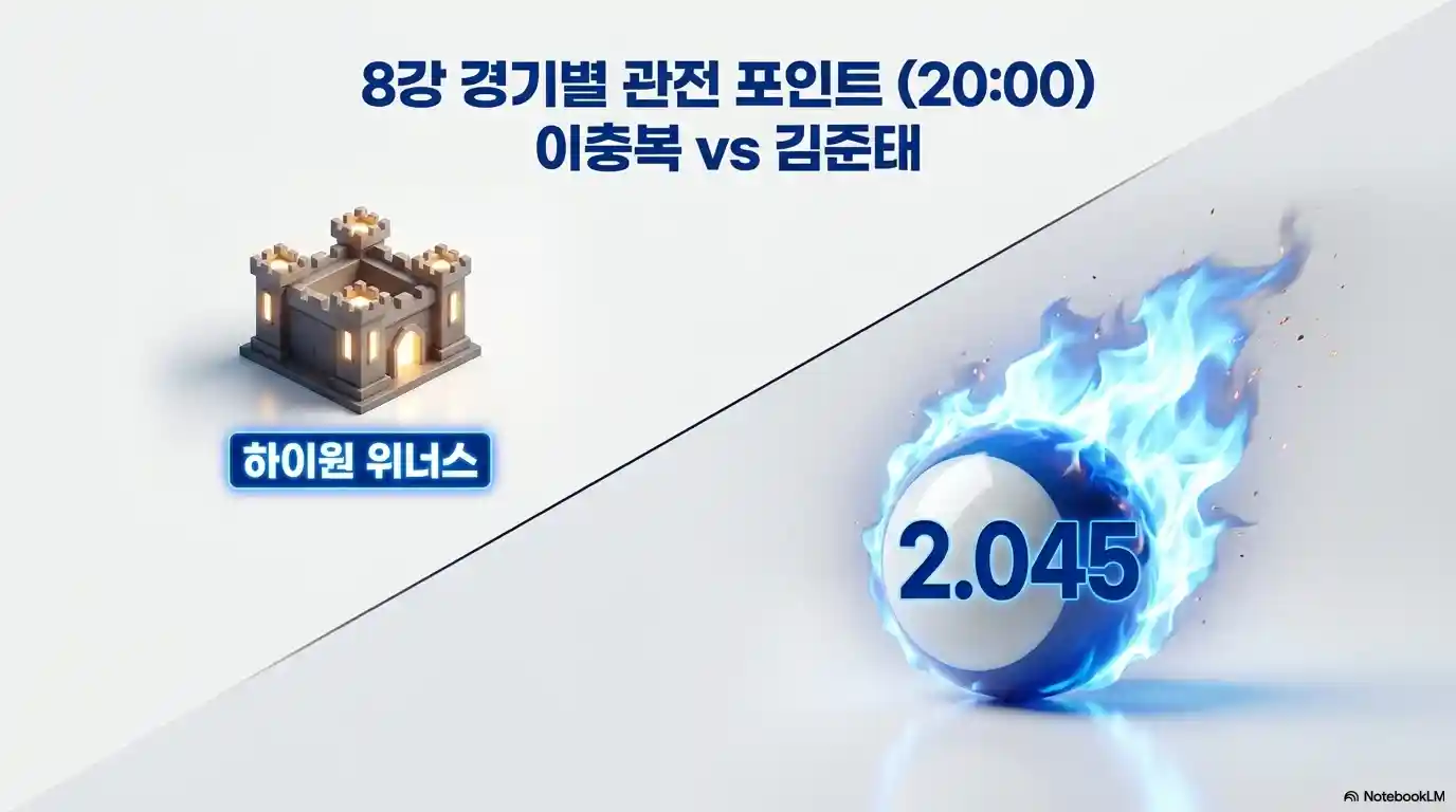 2026 하이원리조트 PBA 투어 8강 관전포인트 20시 - 이충복(하이원 위너스) vs 김준태(에버리지 2.045) 대결