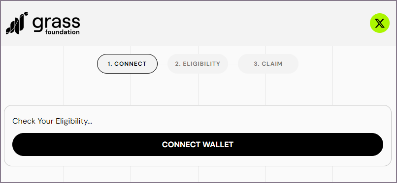 그래스 파운데이션의 홈페이지 지갑 연결 화면