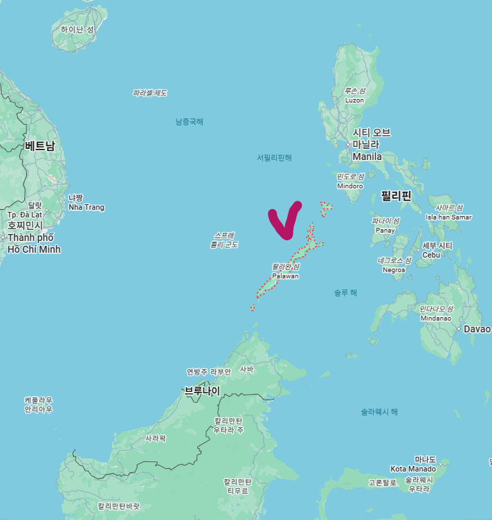 필리핀 지도 중앙에 팔라완 위치