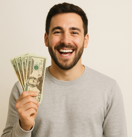 돈을 들고 있는 남자