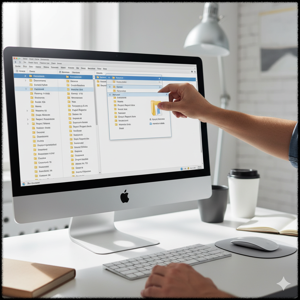 파일을 FTP 클라이언트로 드래그 앤 드롭하여 전송하는 모습