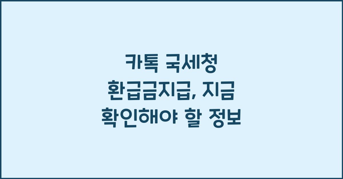 카톡 국세청 환급금지급