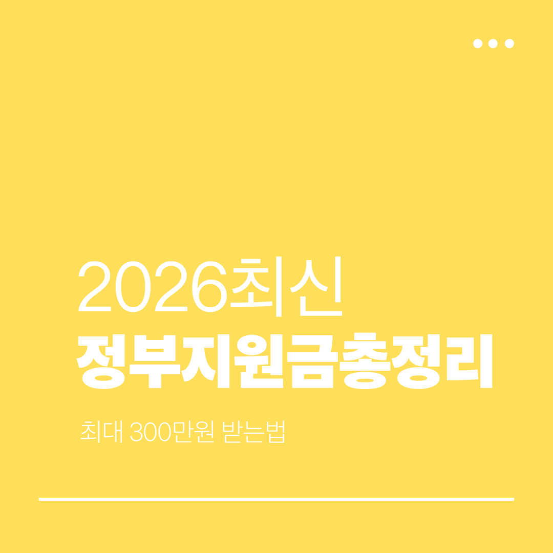 2026 정부지원금 총정리 최대 300만원 받는 방법