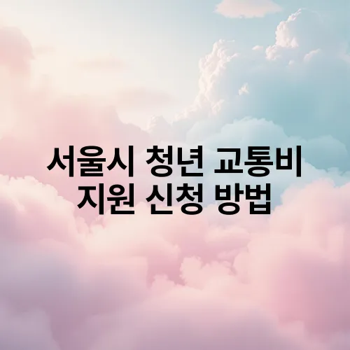 서울시 청년 교통비 지원 신청 방법