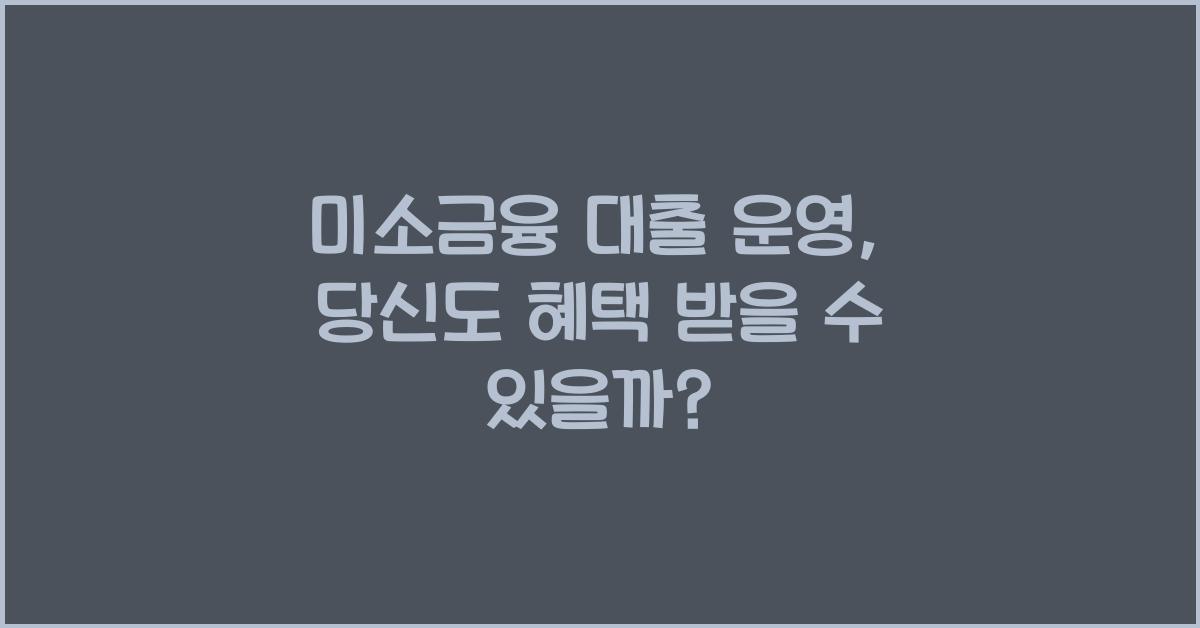 미소금융 대출 운영