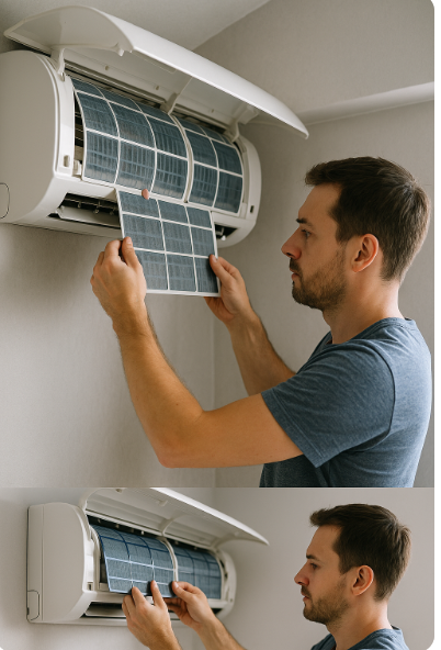 에어컨 필터 청소 사진