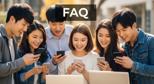 한국인들이 FAQ 화면을 확인하는 장면