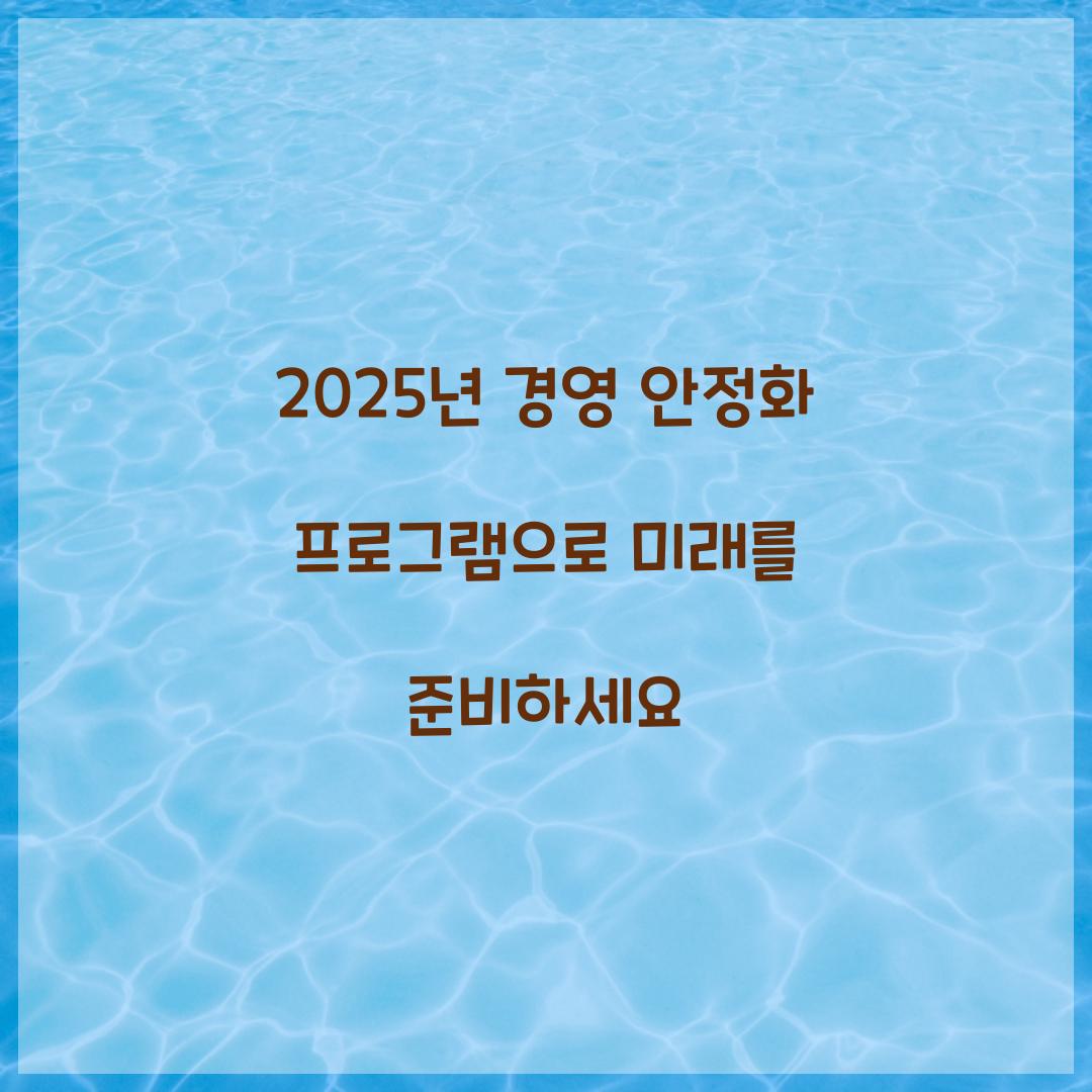 2025년 경영 안정화 프로그램