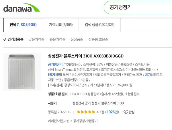 송화가루 날리는 시기, 환, 공기청정기 추천