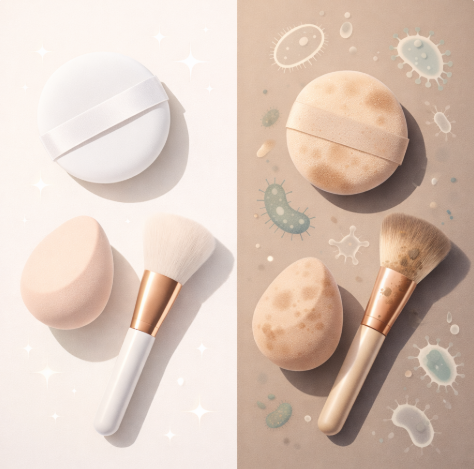 화장도구 깨끗함, 오염 대비 ai 이미지