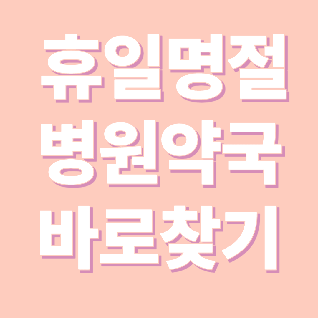 휴일병원약국 빠르게 찾는 방법