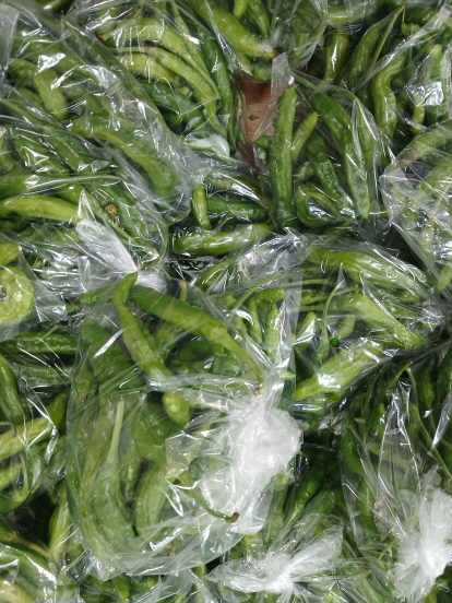 비닐봉지에 담겨 판매 중인 풋고추 – 마른비만 예방에 좋은 항산화 채소