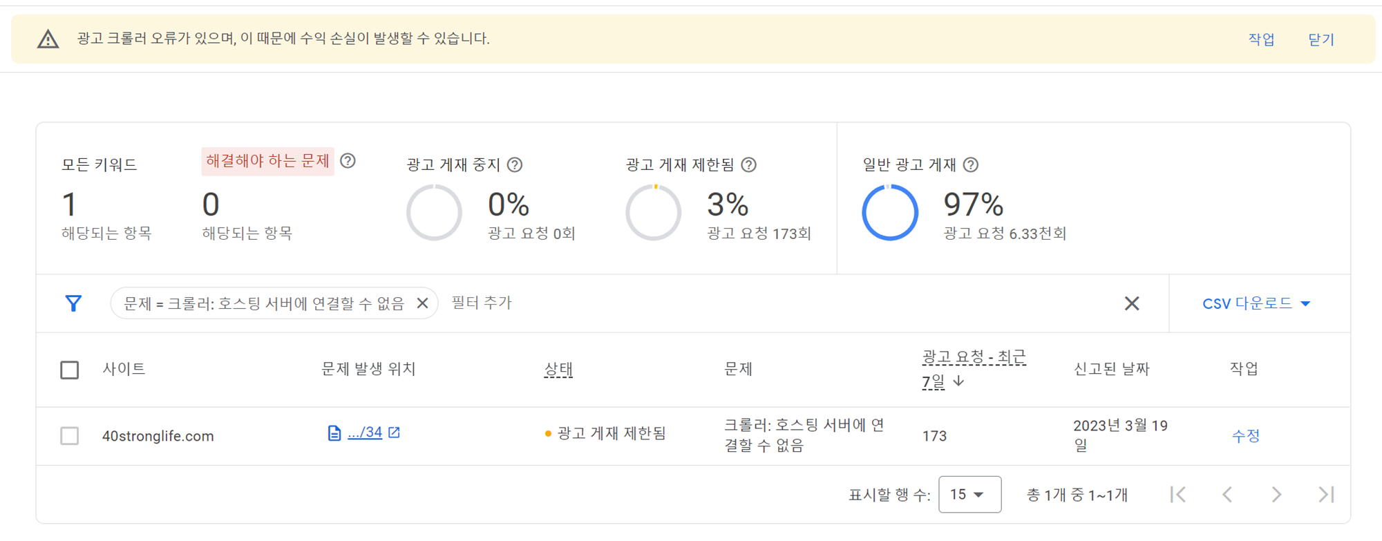 애드센스 광고 크롤러 오류 작업 클릭