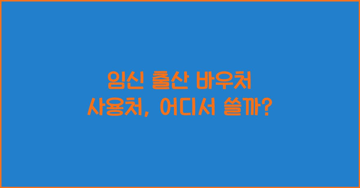 임신 출산 바우처 사용처