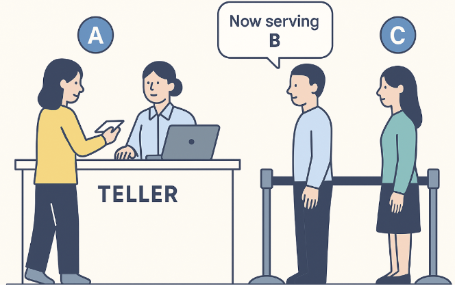 예시 시나리오: 은행 창구에서 줄 서기