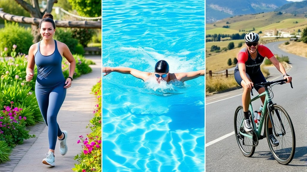 걷기,수영,자전거 타는 이미지 사진