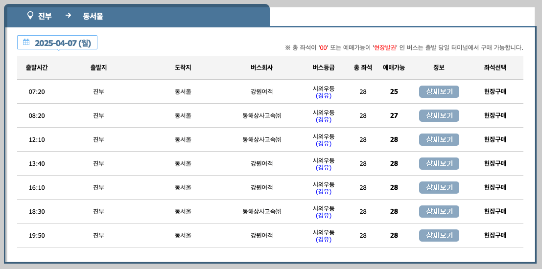 진부시외버스터미널 시간표, 예매, 노선 등 3분 총정리