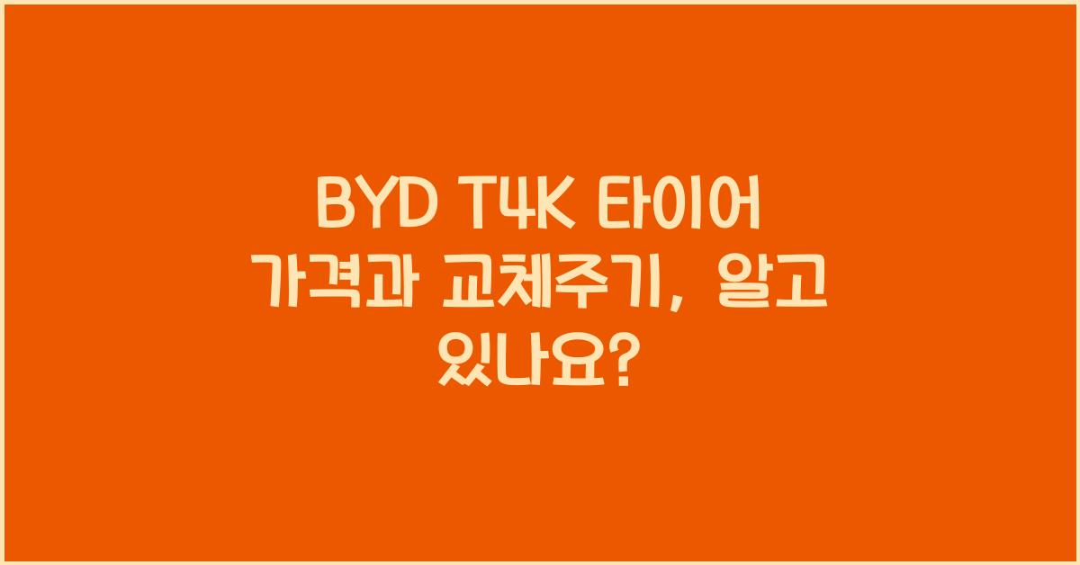 BYD T4K 타이어 가격, 교체주기