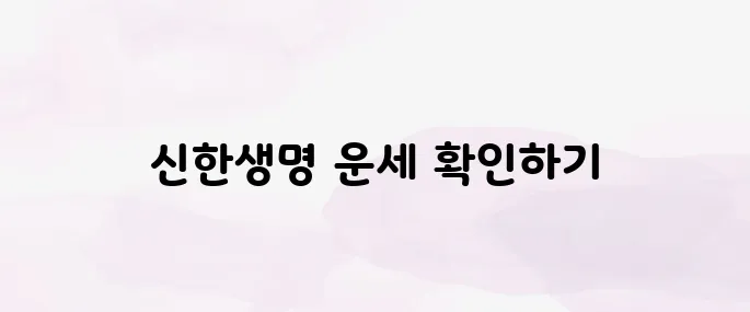 신한생명 무료운세 바로가기 (2025년)