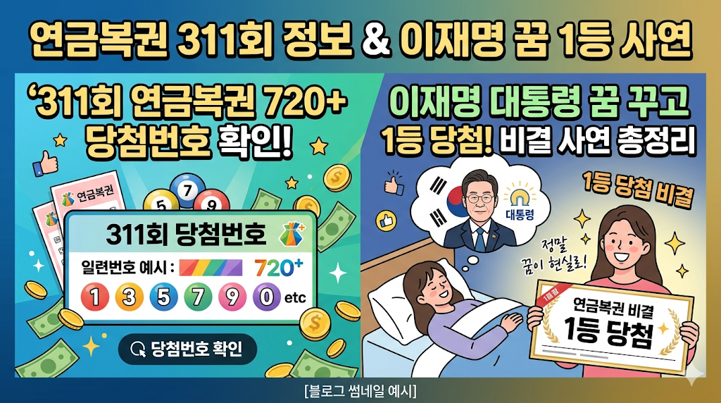 311회 연금복권 720+ 당첨번호 확인 및 이재명 대통령 꿈 1등 당첨 비결 사연 총정리
