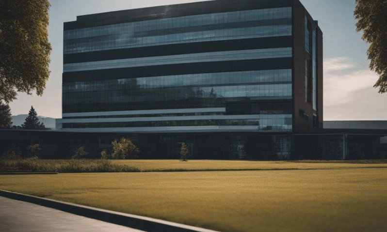 큰 병원 건물을 그린 그림