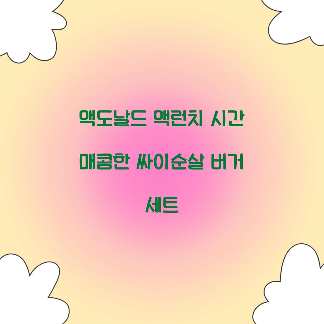 맥도날드 맥런치 시간