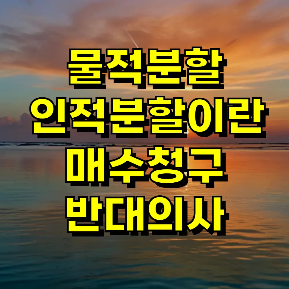 물적분할 인적분할이란 매수청구 반대의사