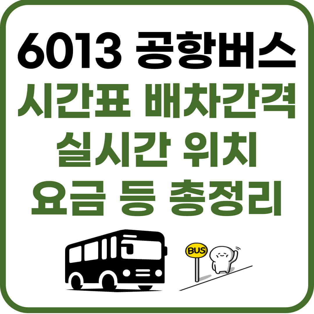 6013 공항버스 시간표, 실시간 위치 확인, 요금, 공항 탑승장소