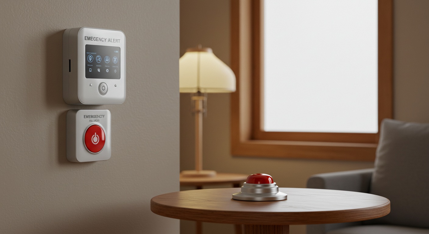 응급 안전 알림 서비스 장비가 설치된 노인 가정 내부
