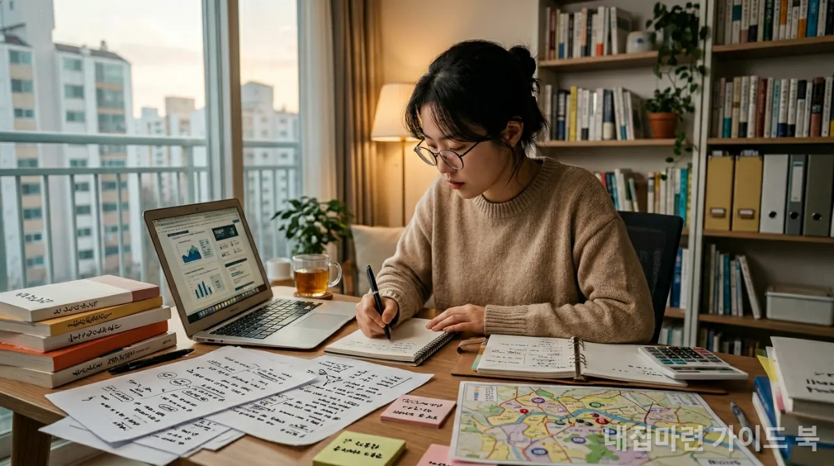 2026년 내집마련을 위해 부동산 투자 전략을 공부하는 한국인 개인 투자자