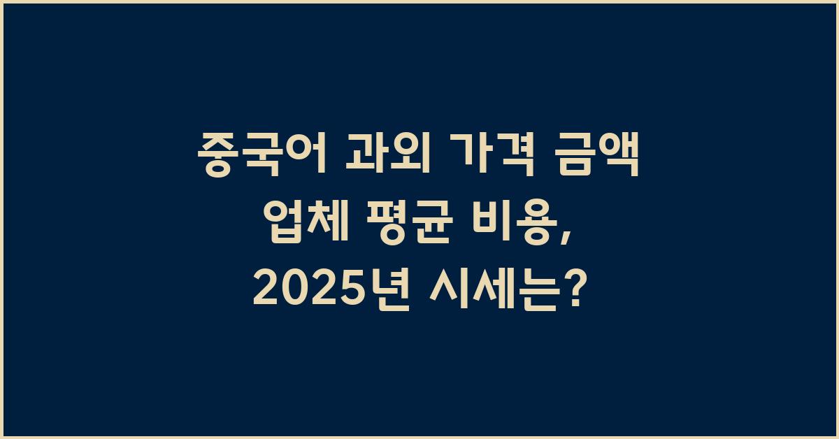 중국어 과외 가격 금액 업체 평균 비용
