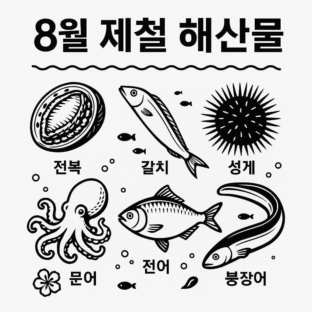 8월 제철 해산물 대표 인포그래픽