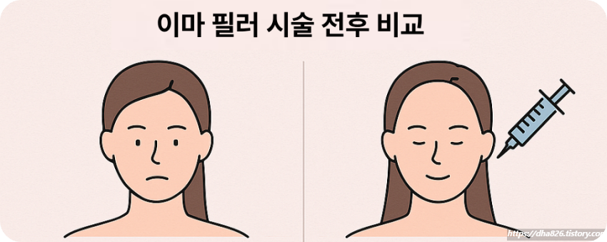 이마 필러 시술 전후 비교