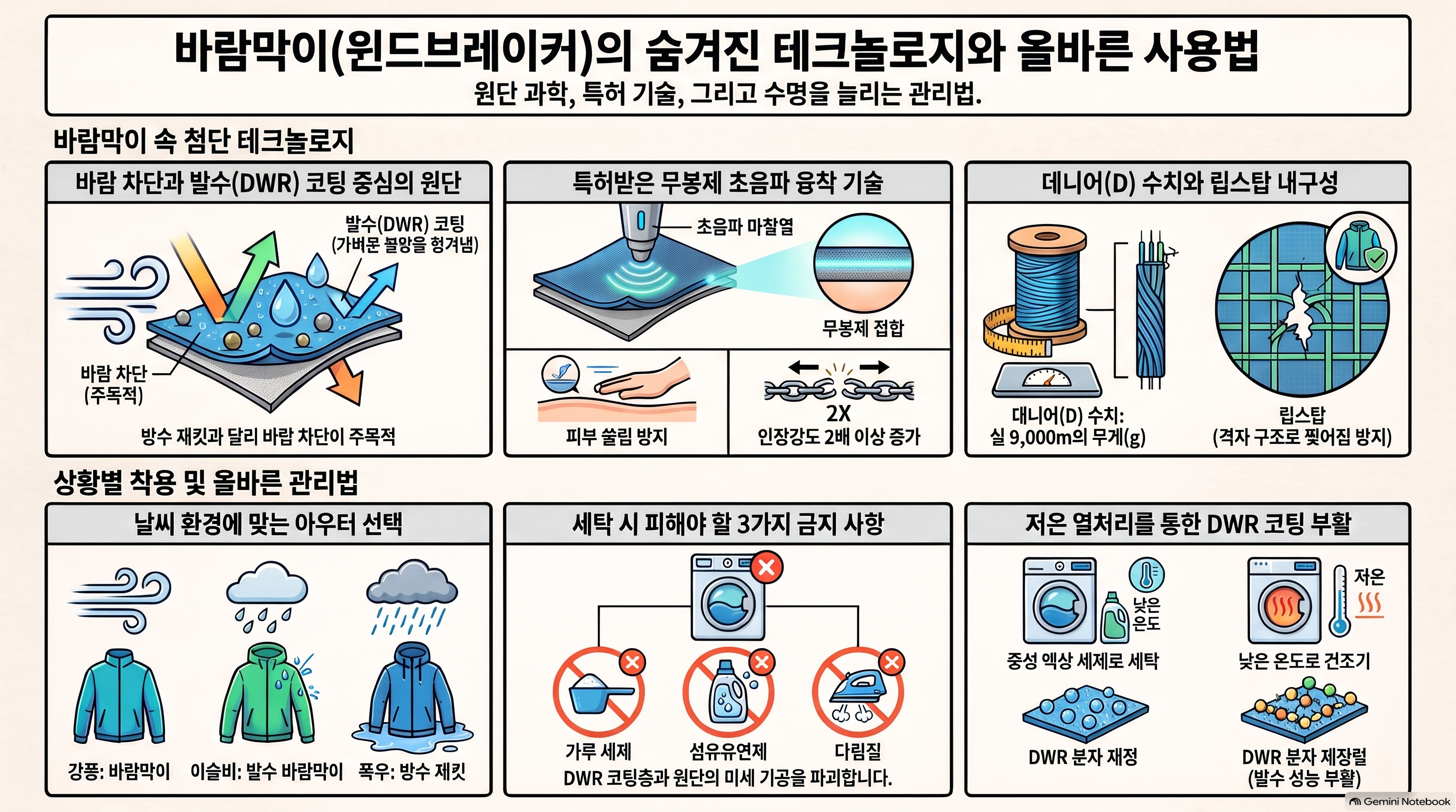 바람막이(윈드브레이커) 관리방법
