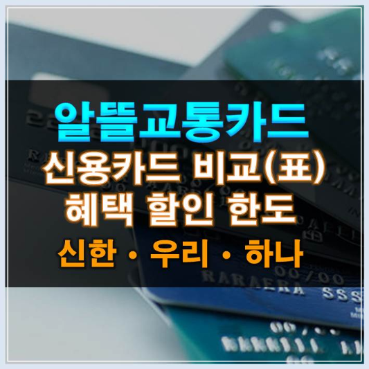 썸네일-알뜰교통카드 신용카드 비교(표) 혜택 할인한도 신한 우리 하나