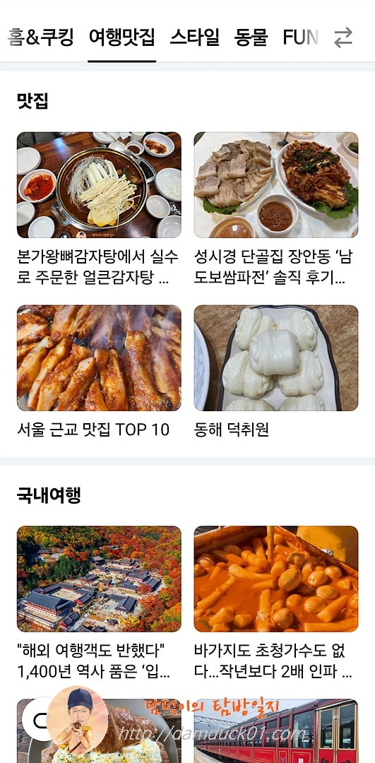 2025년 11월 22일 토요일 다음 모바일 여행맛집 채널