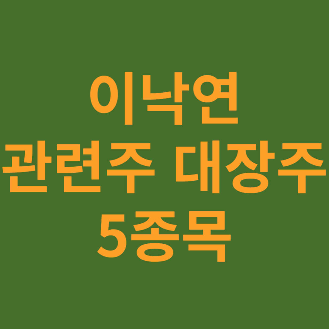 이낙연 관련주 대장주 5종목