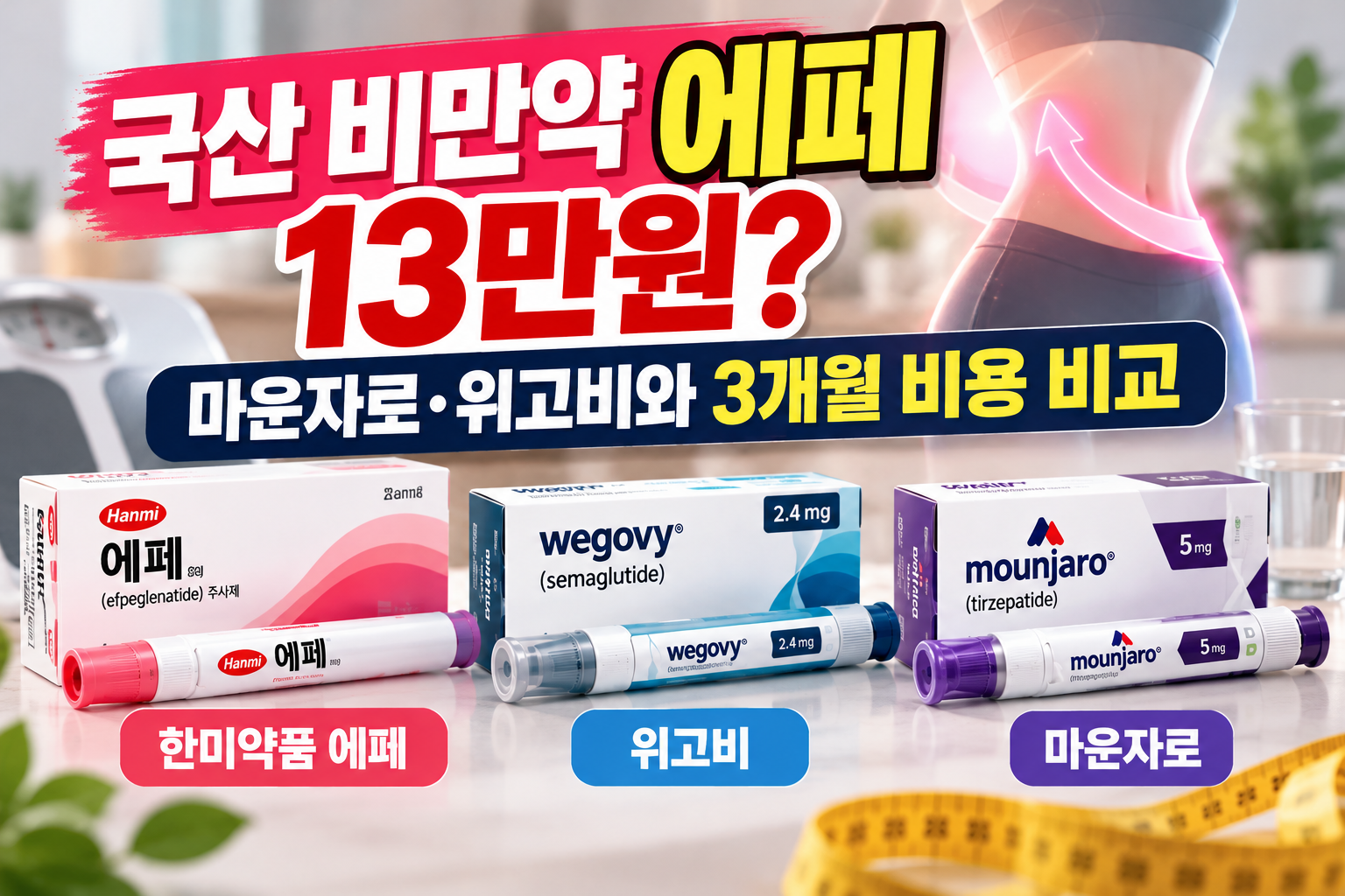 한미약품 국산 비만치료제 에페 첫 달 13만원 예상 공급가와 마운자로 위고비 3개월 비용 비교