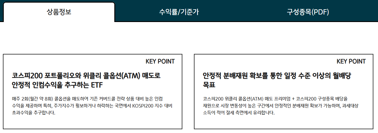 출처 : Rise 홈페이지. 커버드콜 설명2