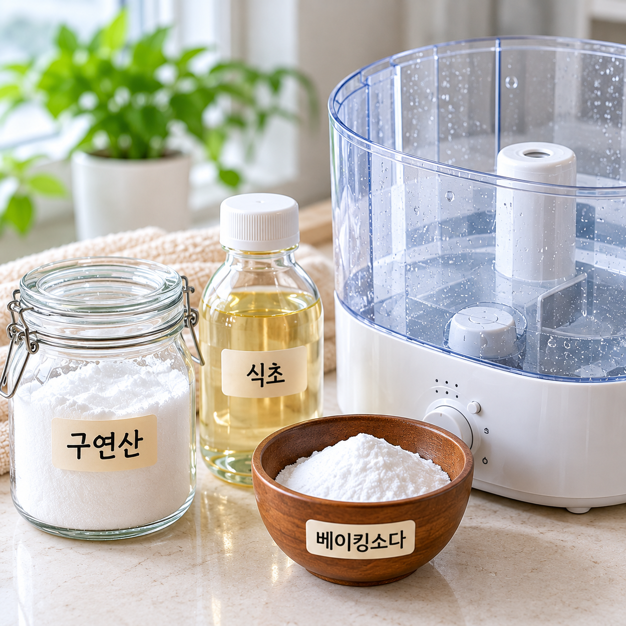구연산, 식초, 베이킹소다