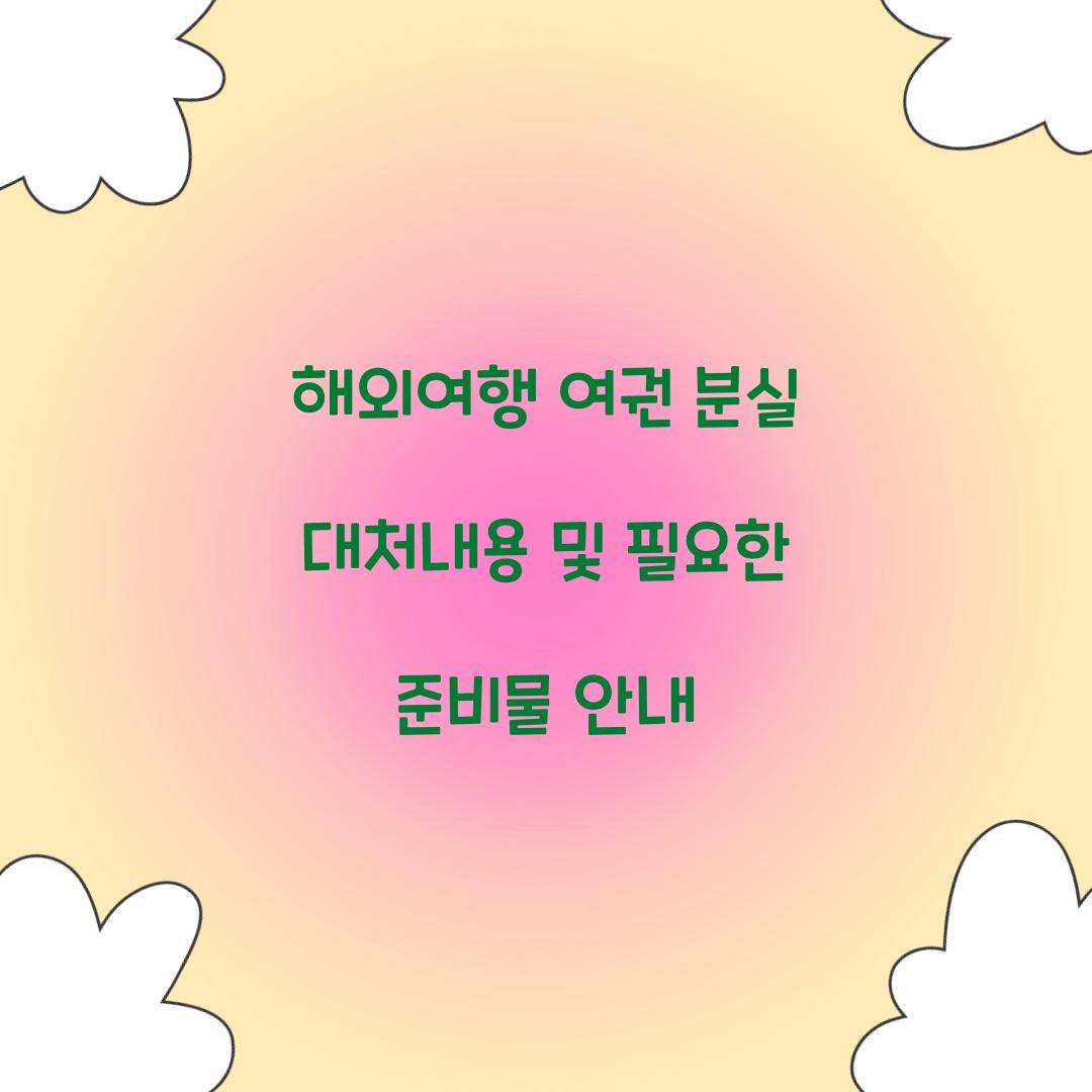 해외여행 여권 분실 대처내용