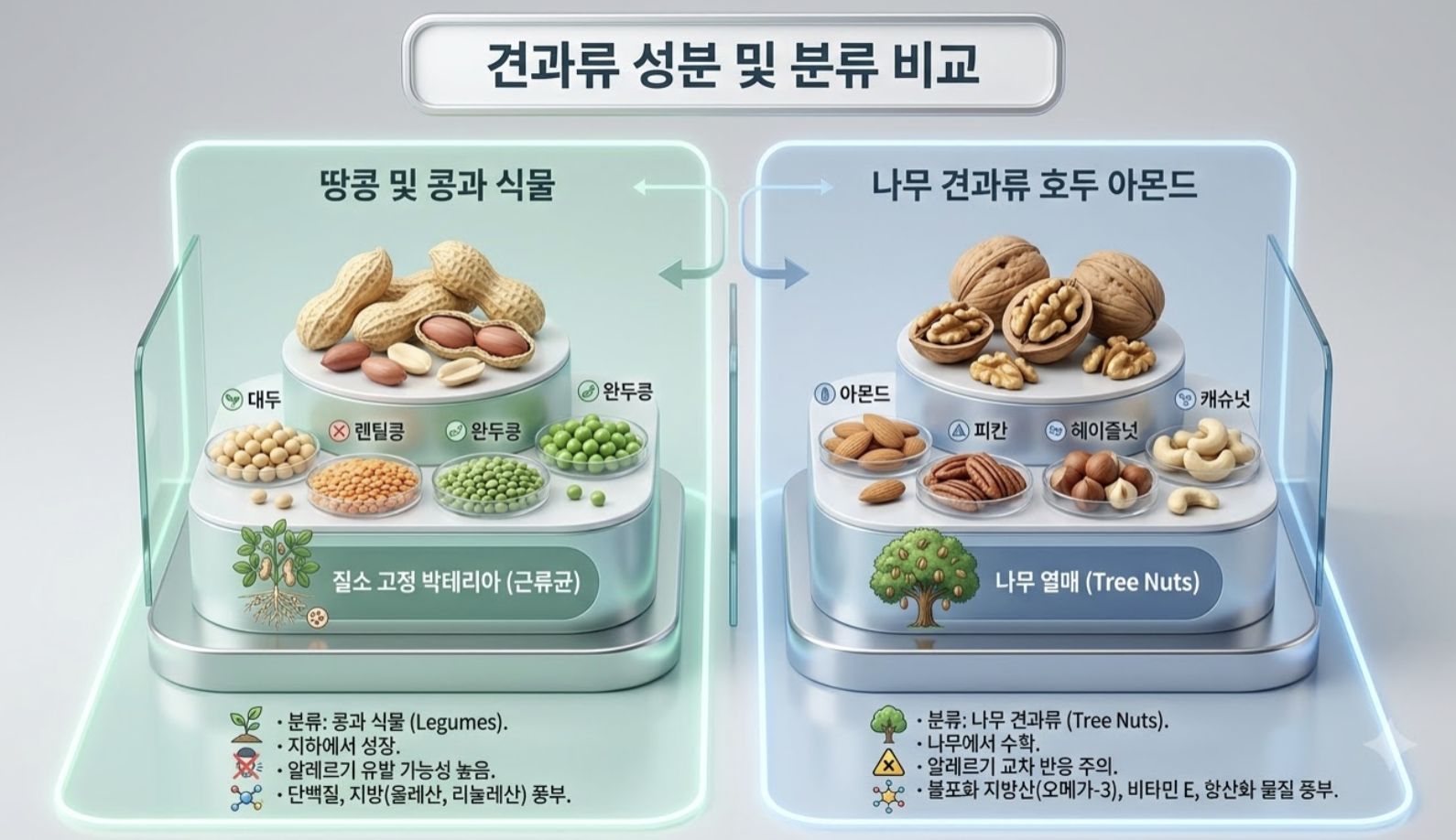 견과류와 콩은 어떻게 다른 건가요?