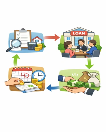 대출 처음 절차와 기본 구조를 단계별 흐름으로 정리한 설명 이미지2
