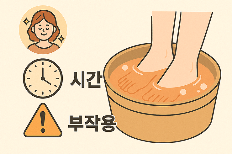 족욕을 하고 있는 모습이 그려져 있습니다.