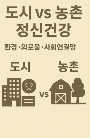 도시 vs 농촌 정신건강 (환경, 외로움, 사회연결망)