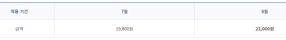 국내선 유류할증료 2022년 8월