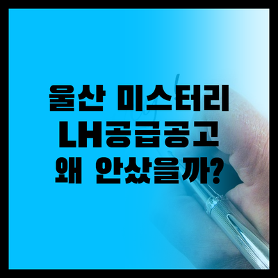 LH 울산 공급공고 미스터리 왜 아무