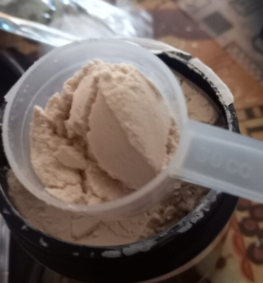 스쿱에 분말을 담은 모습