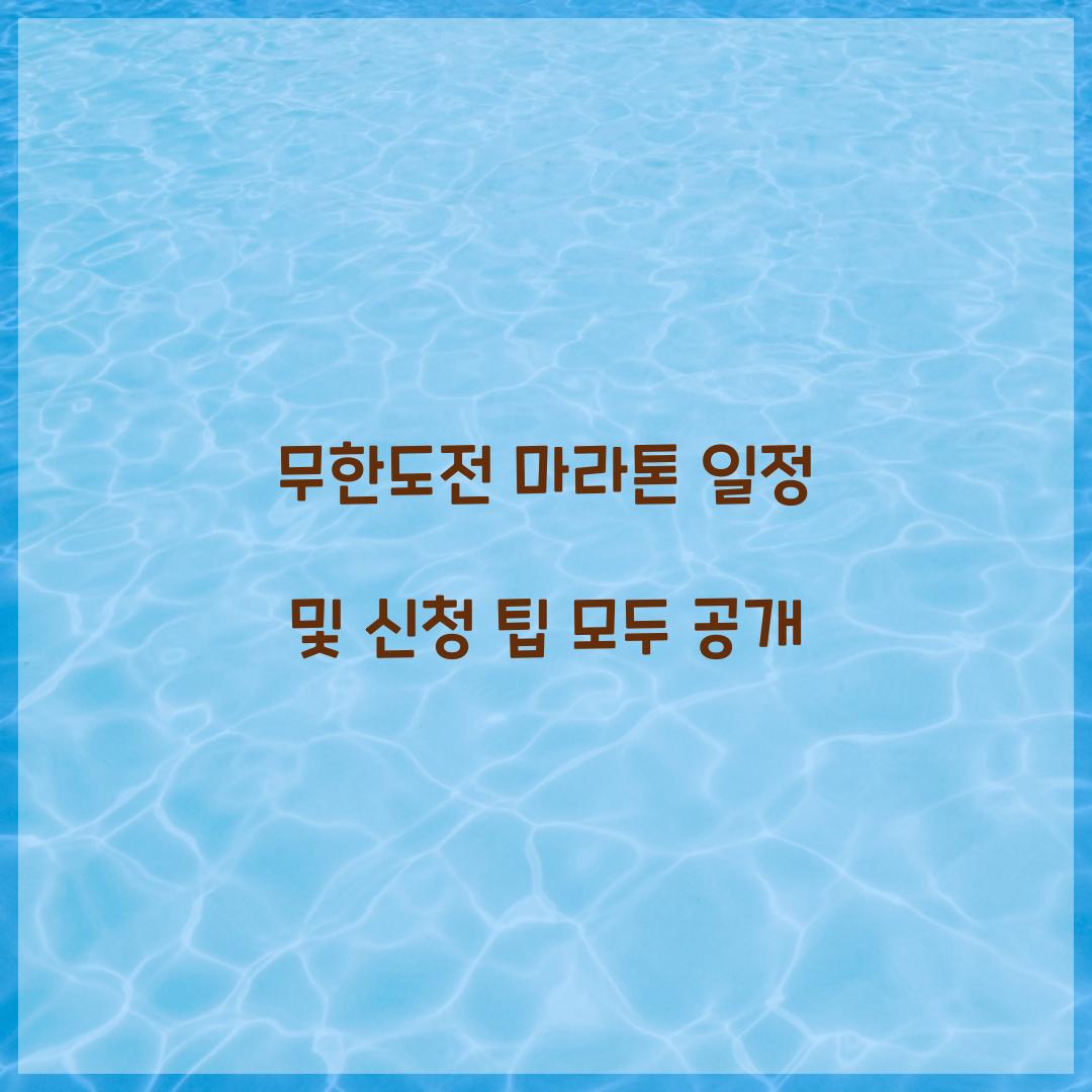 무한도전 마라톤 일정