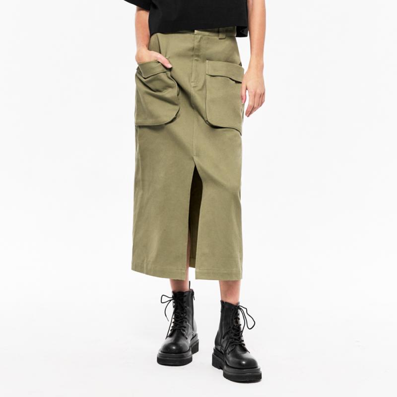 제너럴아이디어 WOMAN 코튼 카고 롱스커트 KHAKI WBC3L13502